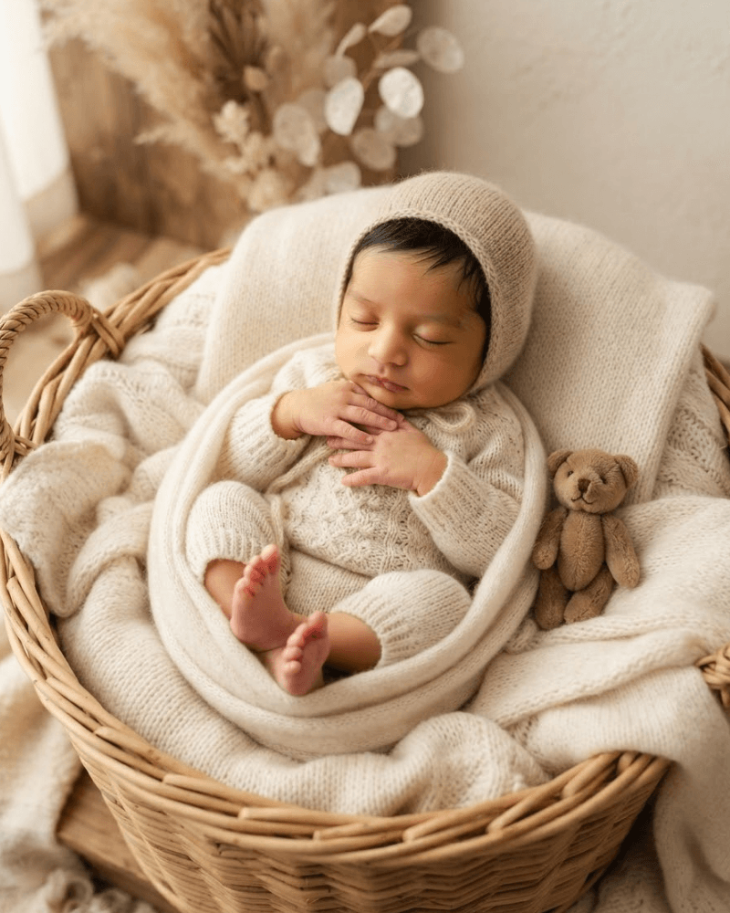 Potrait Sleeping in Cart Babyshoot